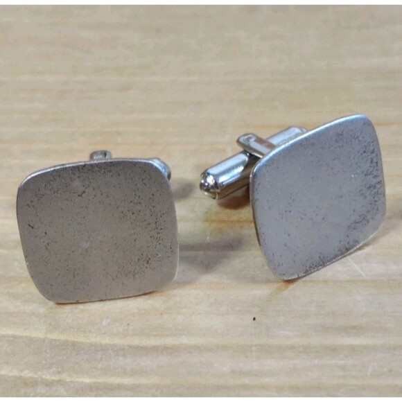 Vtg 925 Sterling Silver Top N.S. Meyer, NY Matte Finish Square Cufflinks - Picture 11 of 12